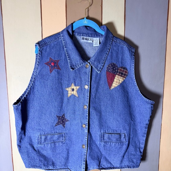 Vintage 90’s Patchwork Denim Vest- Size:3XL - Picture 2 of 6